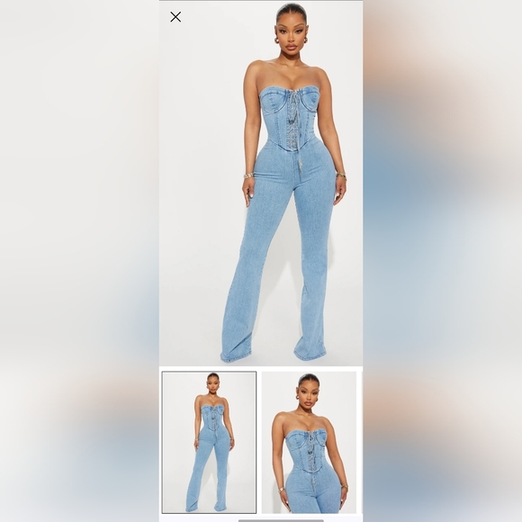 Fashion Nova Denim - Fashion Nova Play It Your Way Denim Jumpsuit | Size Medium